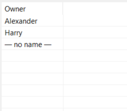 Format owner name column